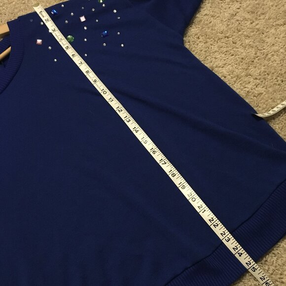 Almost Famous Blue Angel Gems and Lace Window Sweater - Picture 15 of 16